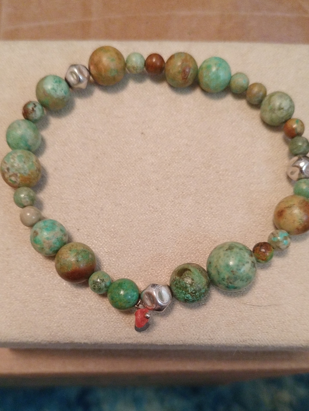 Fair Trade Green Beaded Women's Bracelet with Silver Accent